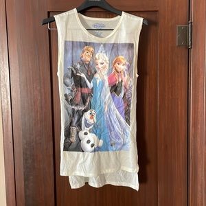 Disney Frozen Licensed Sleeveless Muscle Tank Crew Neck Printed T-Shirt